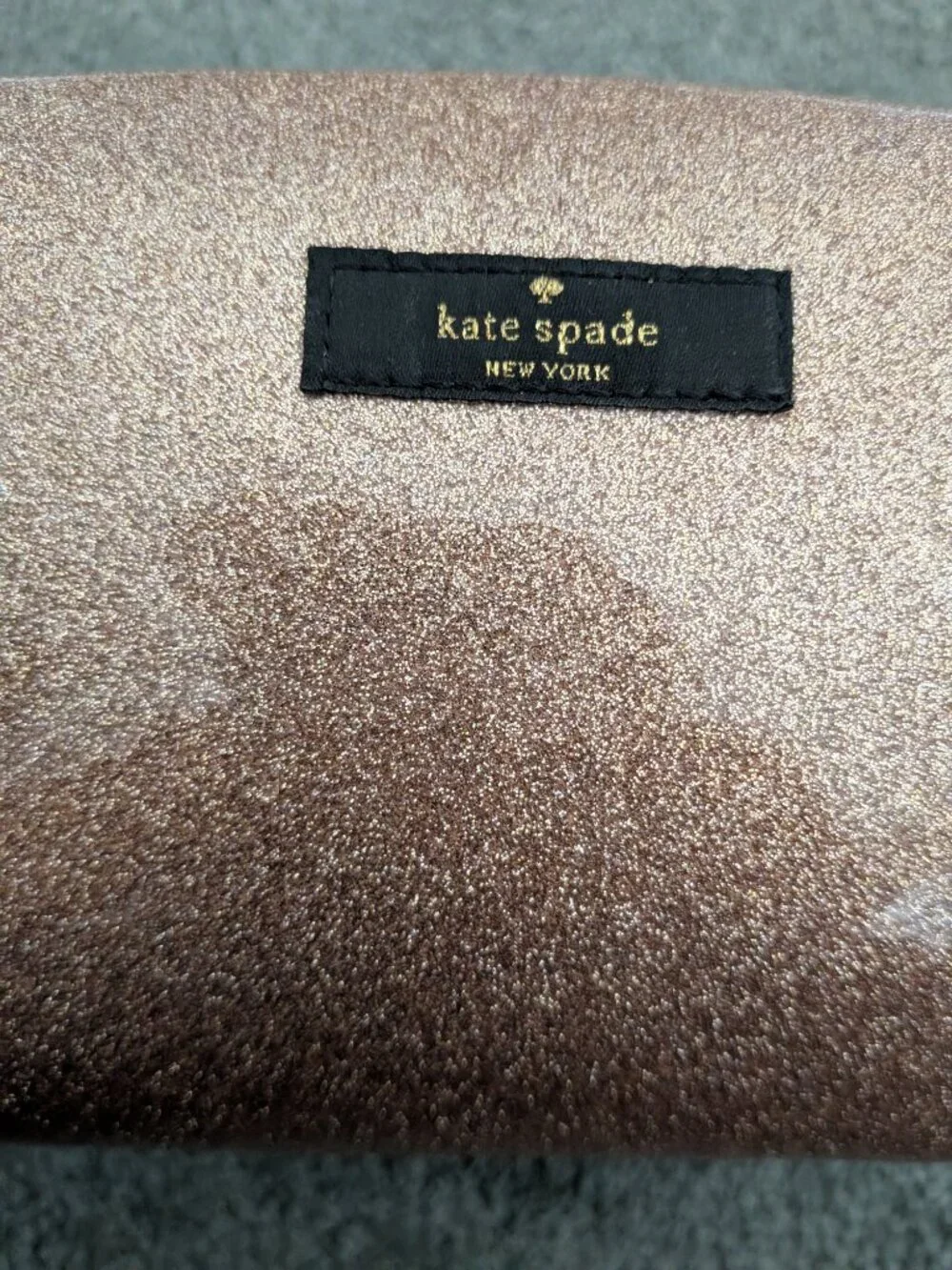 Kate Spade Terrace Street Large Davie Cosmetic Bag Rose Gold Glitter